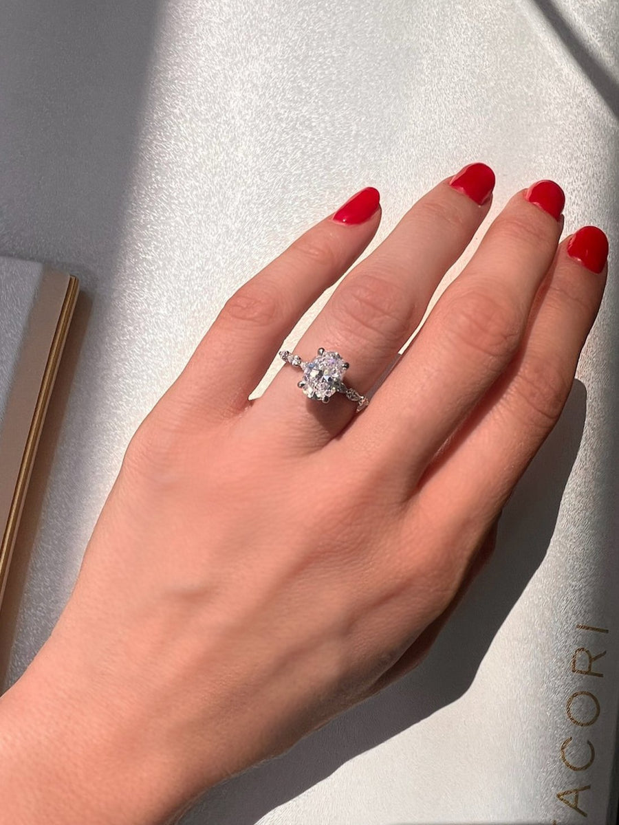 Sculpted Crescent Oval Solitaire Engagement Ring