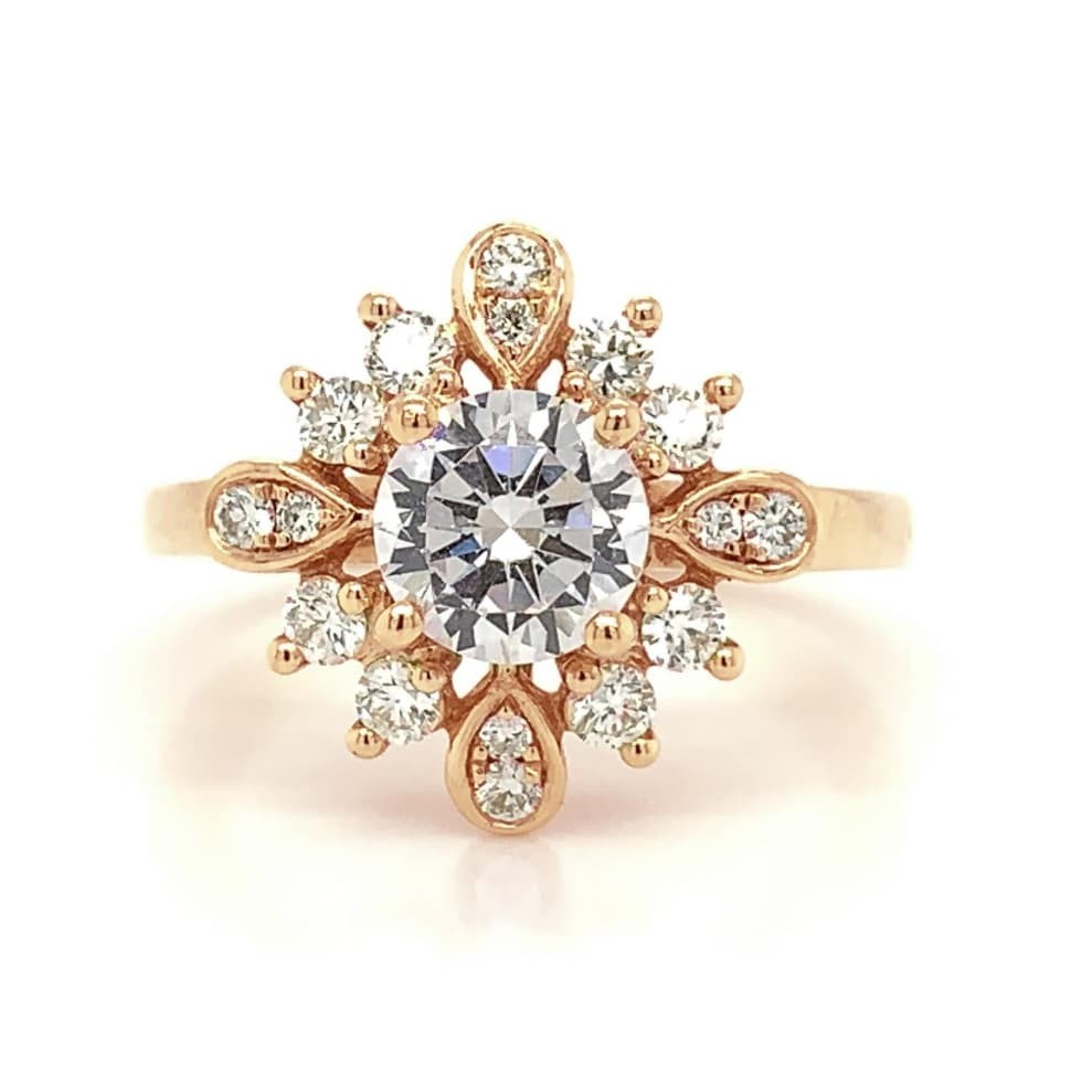 Starburst Rose Cut Diamond Engagement Ring