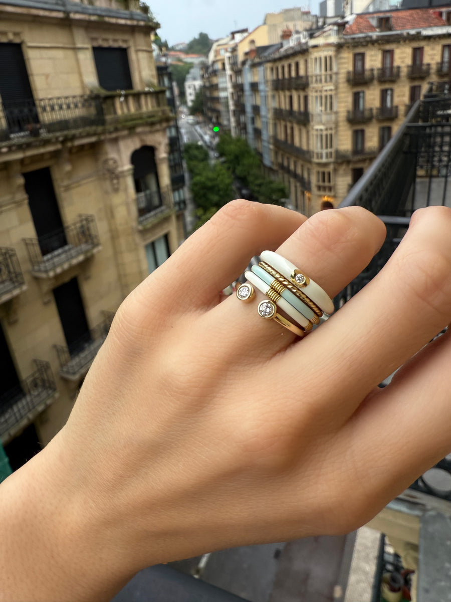 Light Blue Enamel Band with Gold Details – J. Brooks
