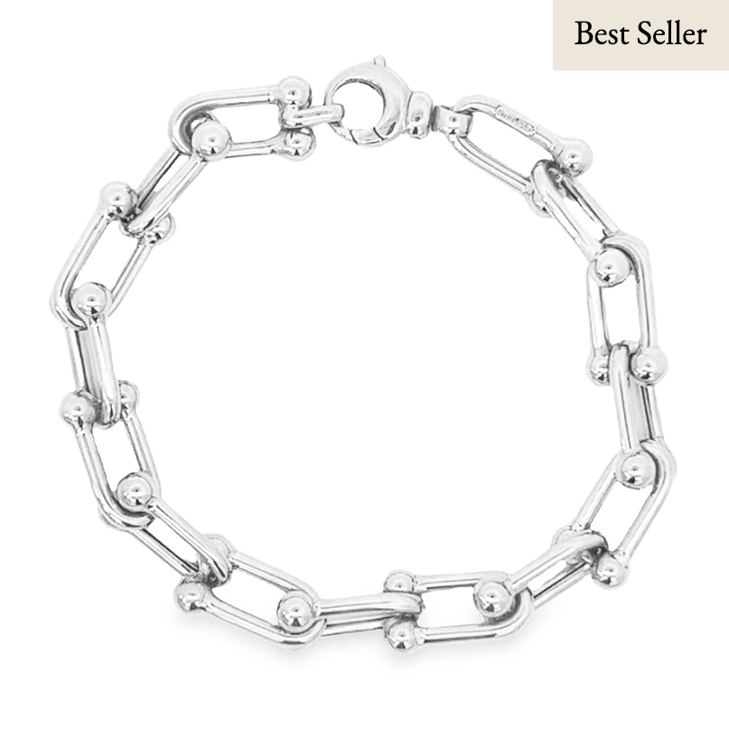 U-Shape Bar Link Bracelet in Silver – J. Brooks