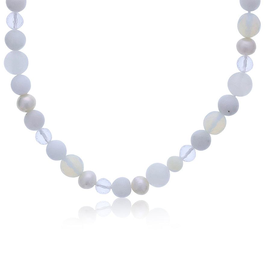 ☆ENGBROX☆ silver925 spring pearl necklace EBNL25002SV 8-8.5mm Cultured Freshwater Pearl and Diamond Accent Pearl