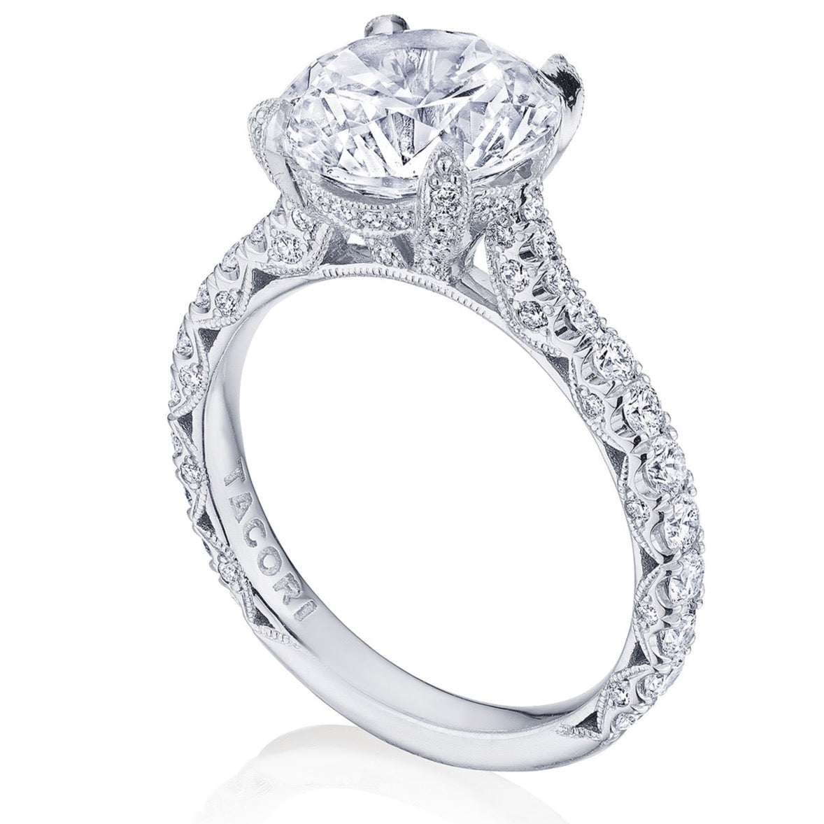 Petite Crescent Round Solitaire Engagement Ring | Royal T – J. Brooks