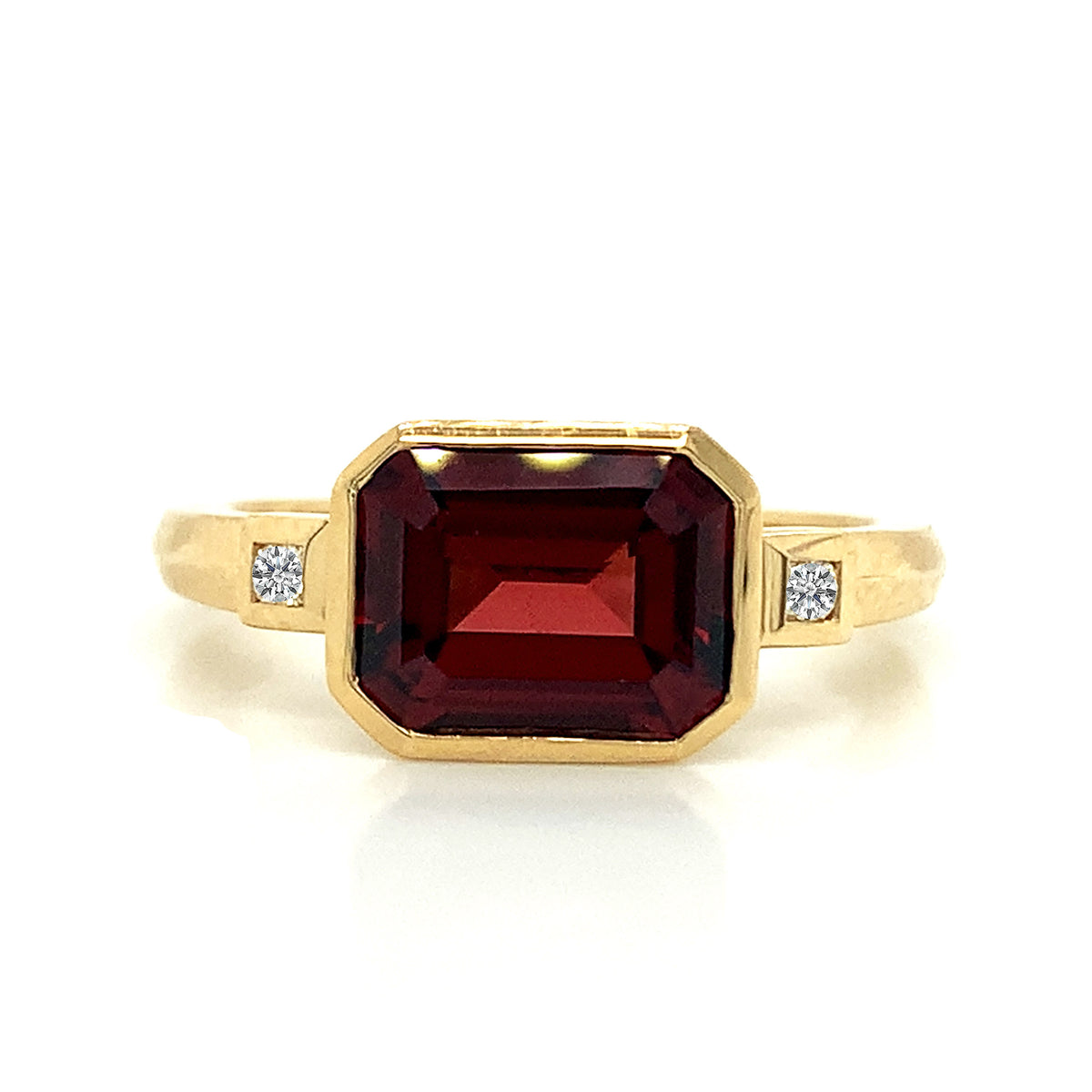 Emerald Cut Bezel Set Gemstone & Diamond Ring – J. Brooks
