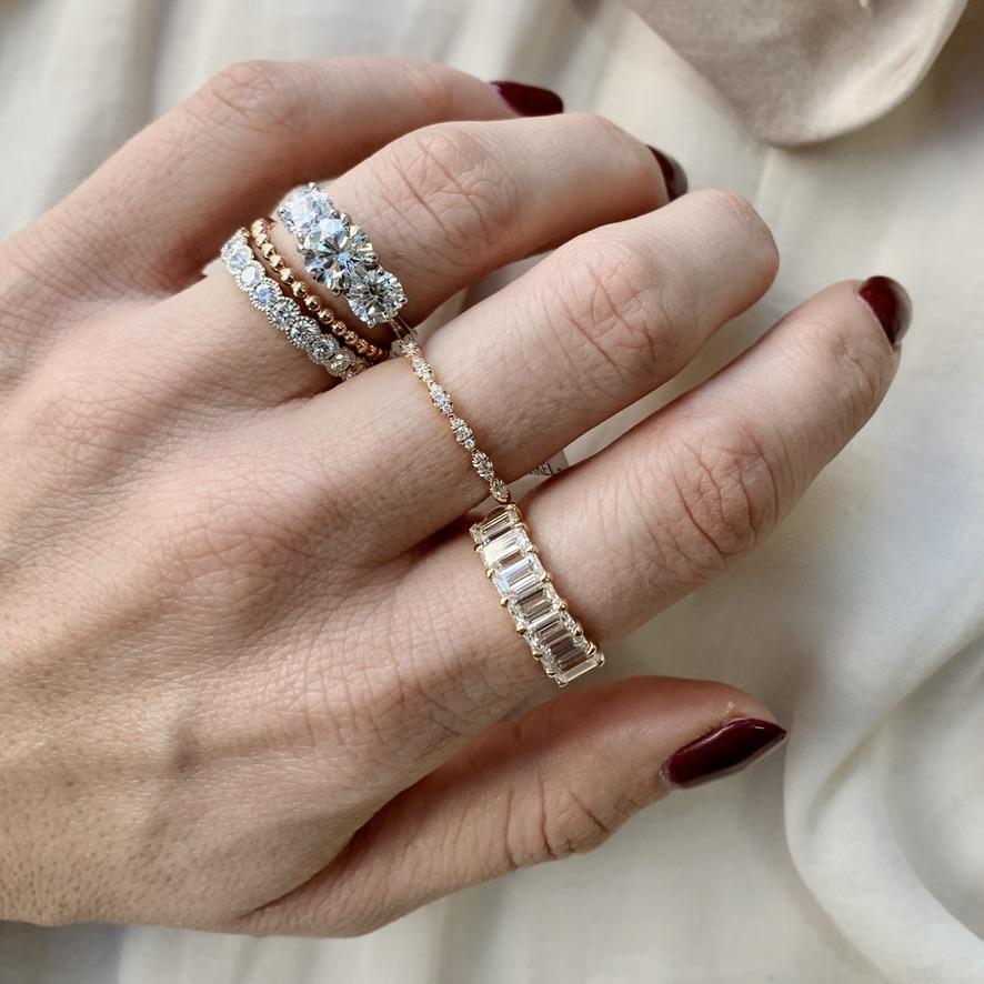 Large Milgrain Eternity Half Bezel Set Diamond Band J. Brooks
