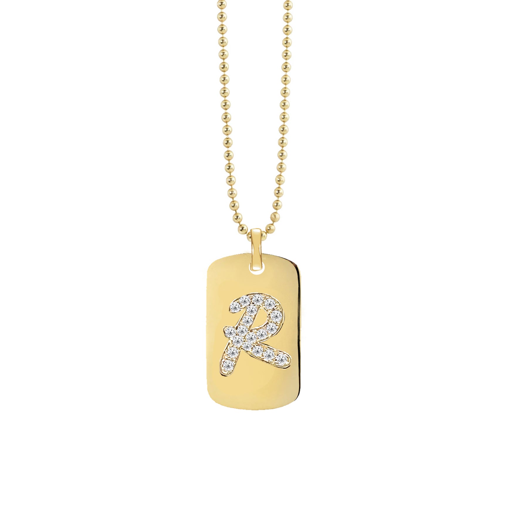 Initial Dog Tag Pendant Necklace