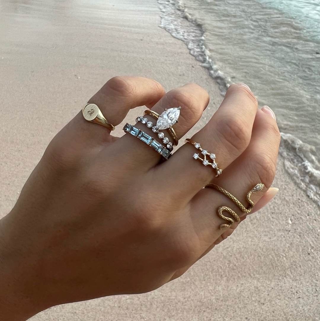 Hollowell Jewelry Gemini Constellation Ring Rattan Open Diamond